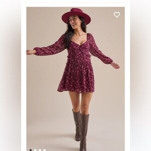 NWT Altar’d State floral flowy long sleeve mini dress S
